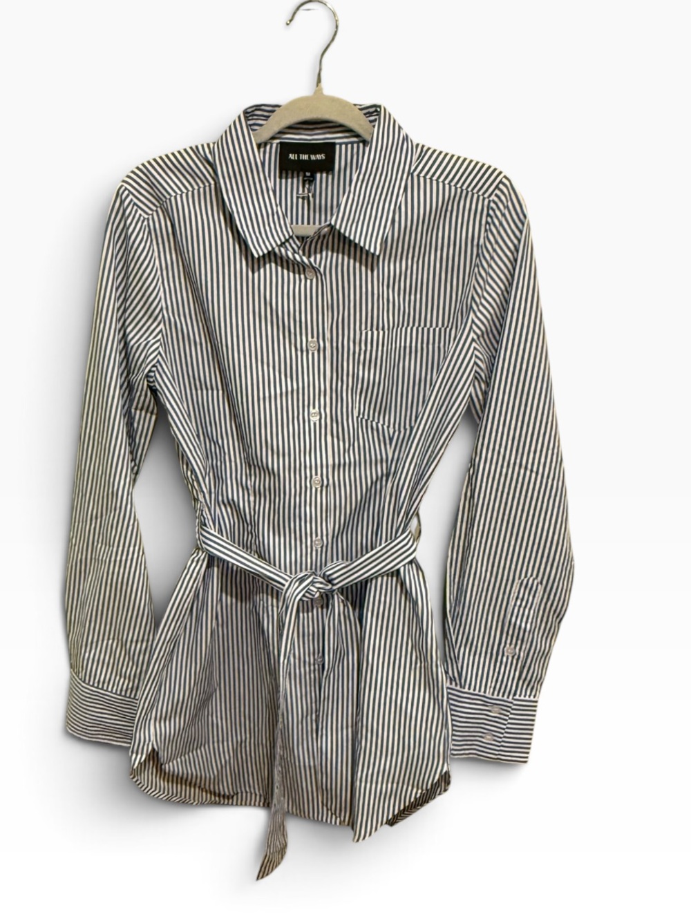 NWT All the Ways Striped Tie-Waist Mini Dress - Blue/White - Size Small